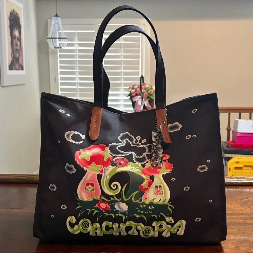 COACH Coachtopia Mushroom Design Tote Bag - Picture 1 of 14